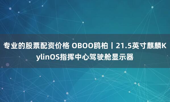 专业的股票配资价格 OBOO鸥柏丨21.5英寸麒麟KylinOS指挥中心驾驶舱显示器