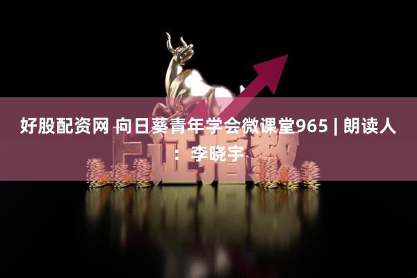 好股配资网 向日葵青年学会微课堂965 | 朗读人：李晓宇